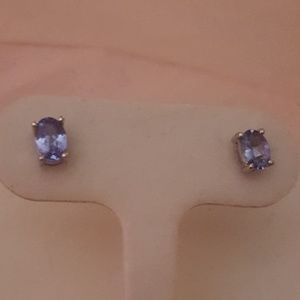 Tanzanite post earrings in sterling silver